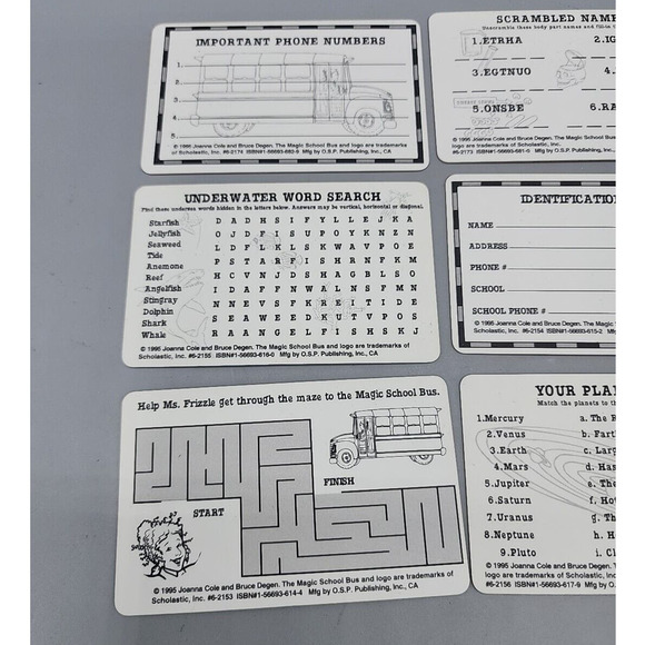 The Magic School Bus Wallet Cards Set of 6 from Scholastic Plastic - Picture 6 of 7